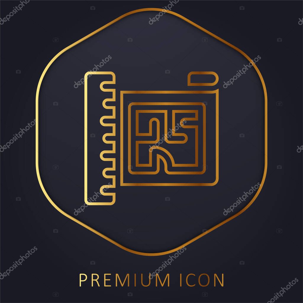 Blueprint golden line premium logo or icon