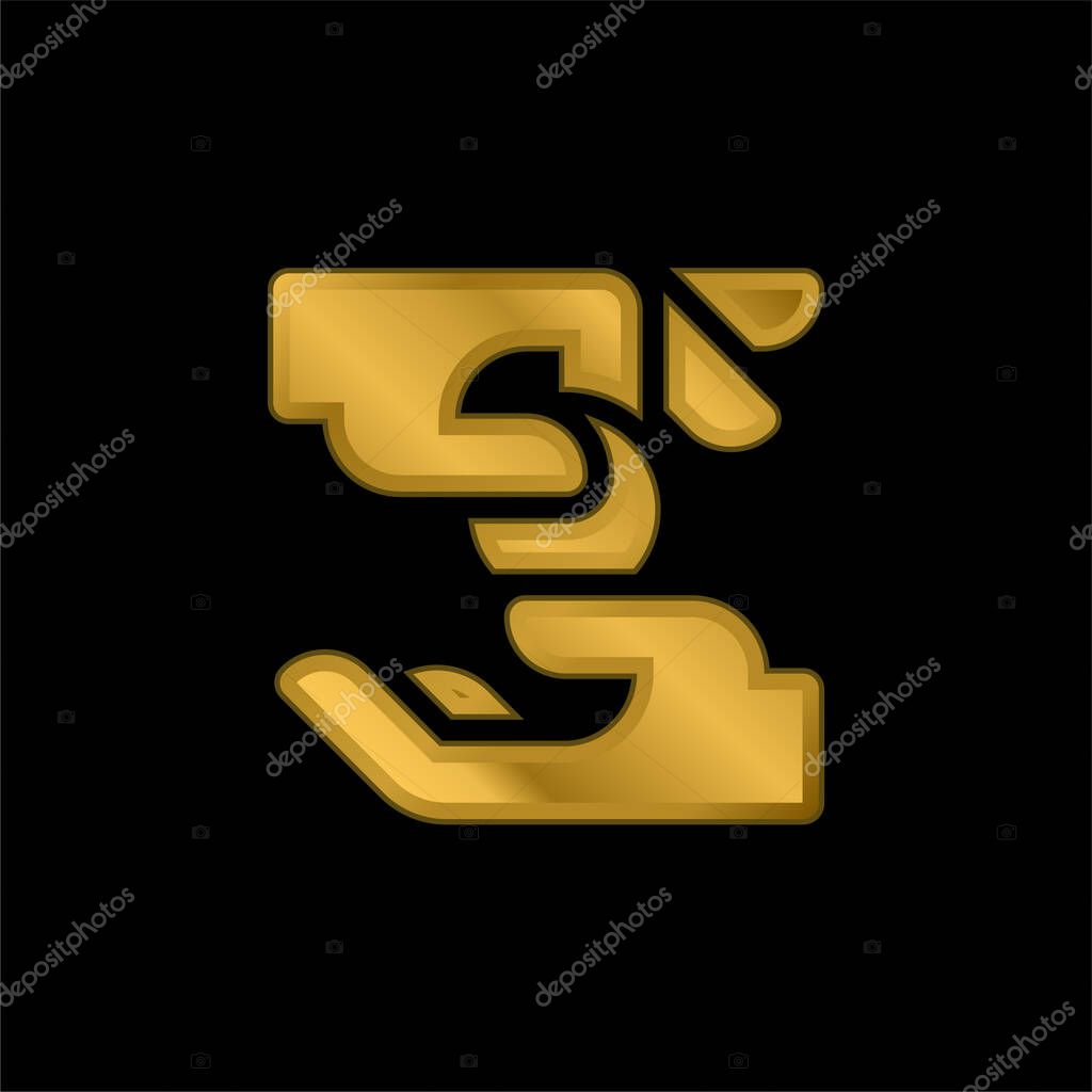 Alms gold plated metalic icon or logo vector