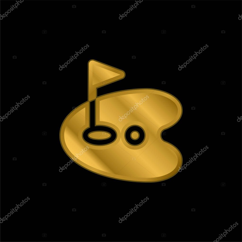 Birdie gold plated metalic icon or logo vector