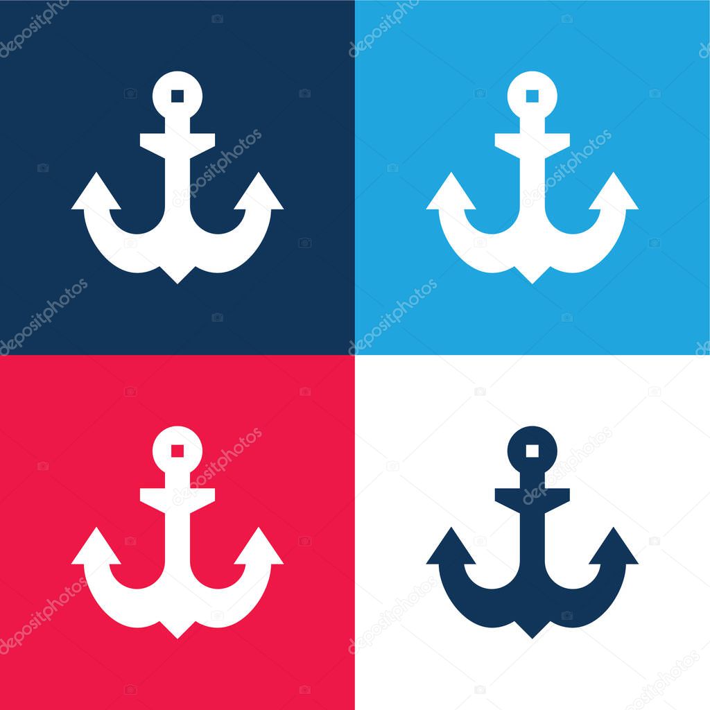 Anchor blue and red four color minimal icon set