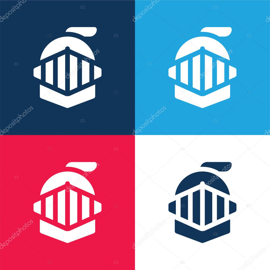 Armor blue and red four color minimal icon set