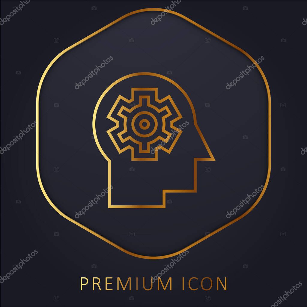 Brain golden line premium logo or icon