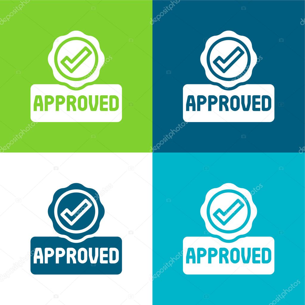 Approved Flat four color minimal icon set