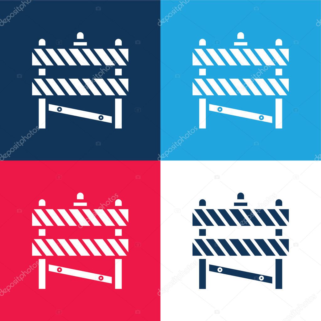 Barrier blue and red four color minimal icon set