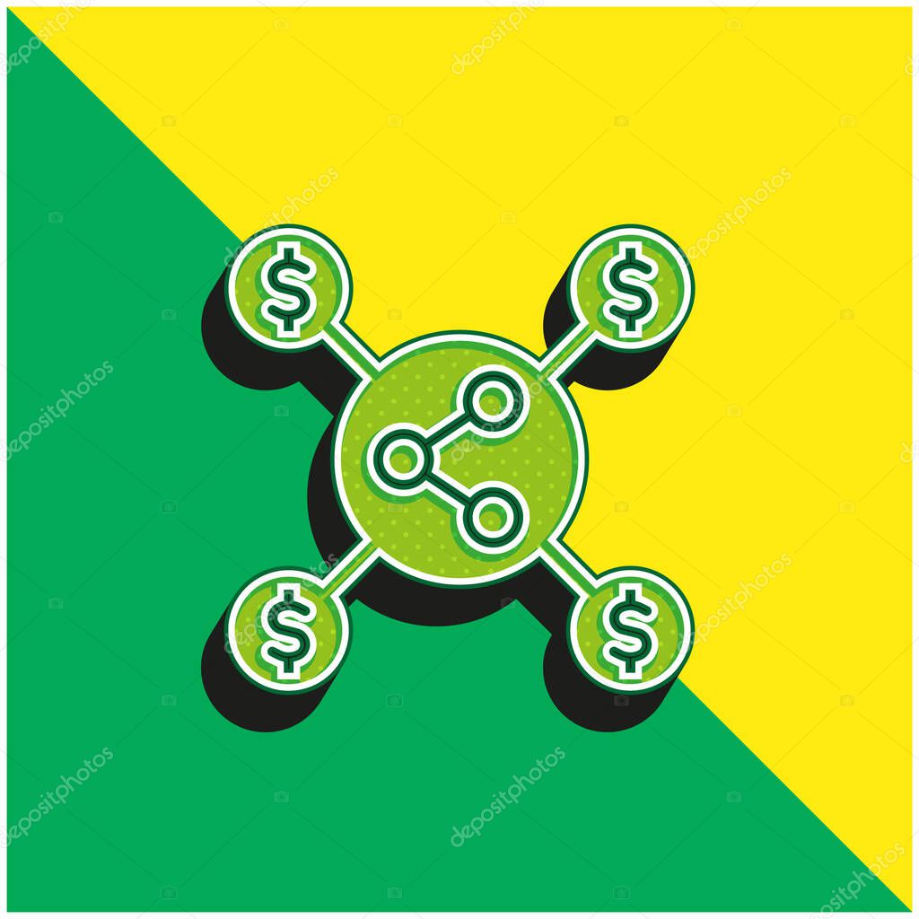 Affiliate Marketing Green and yellow modern 3d vector icon logo