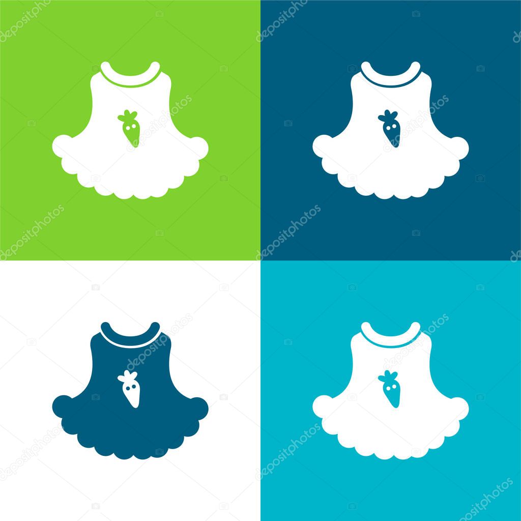 Baby Dress With A Strawberry Cartoon Illustration Flat four color minimal icon set