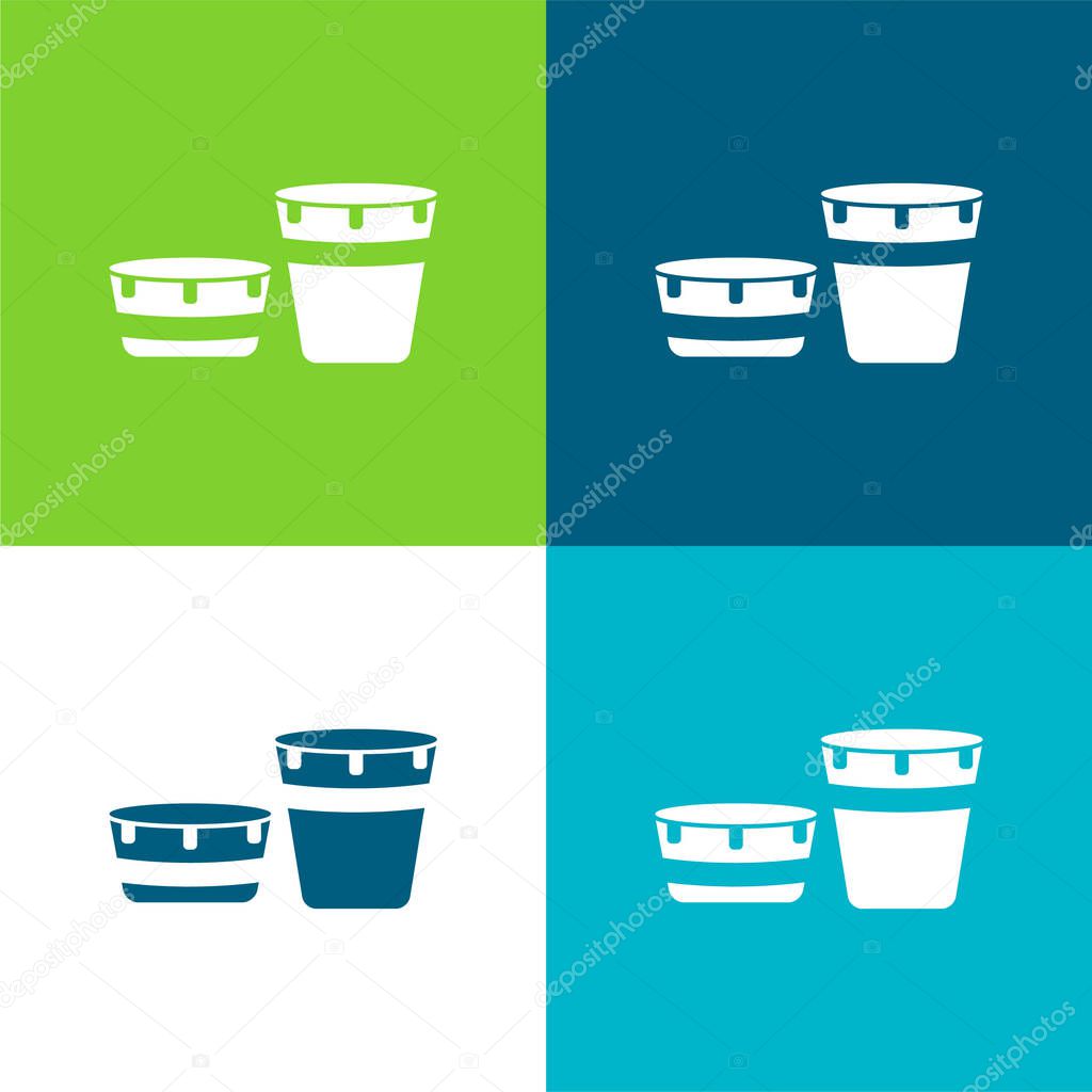 African Drum Set With Design Flat four color minimal icon set