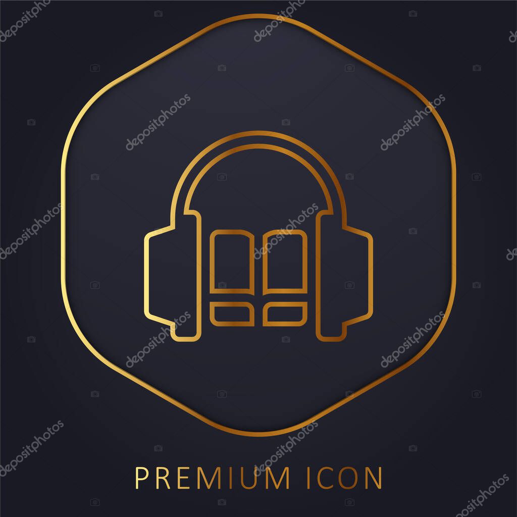 Audiobook golden line premium logo or icon