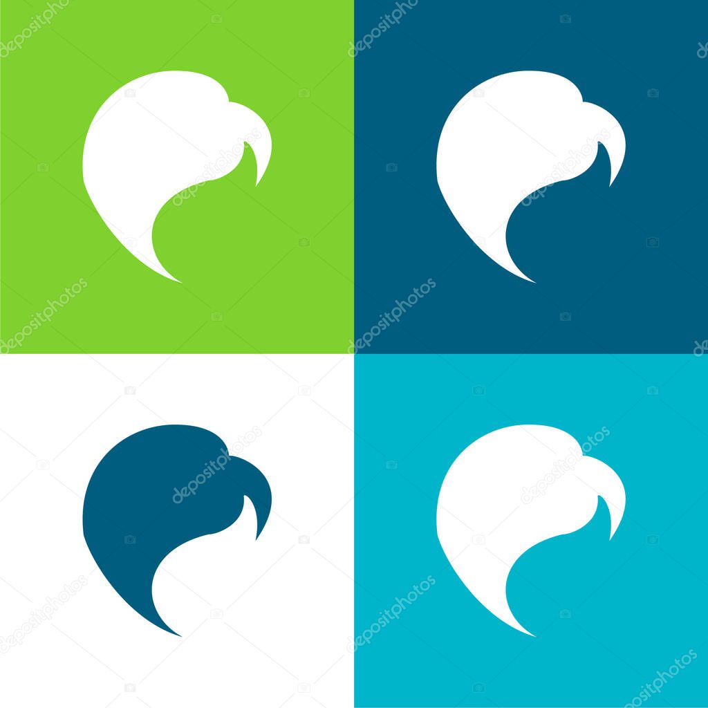 Black Hair Flat four color minimal icon set
