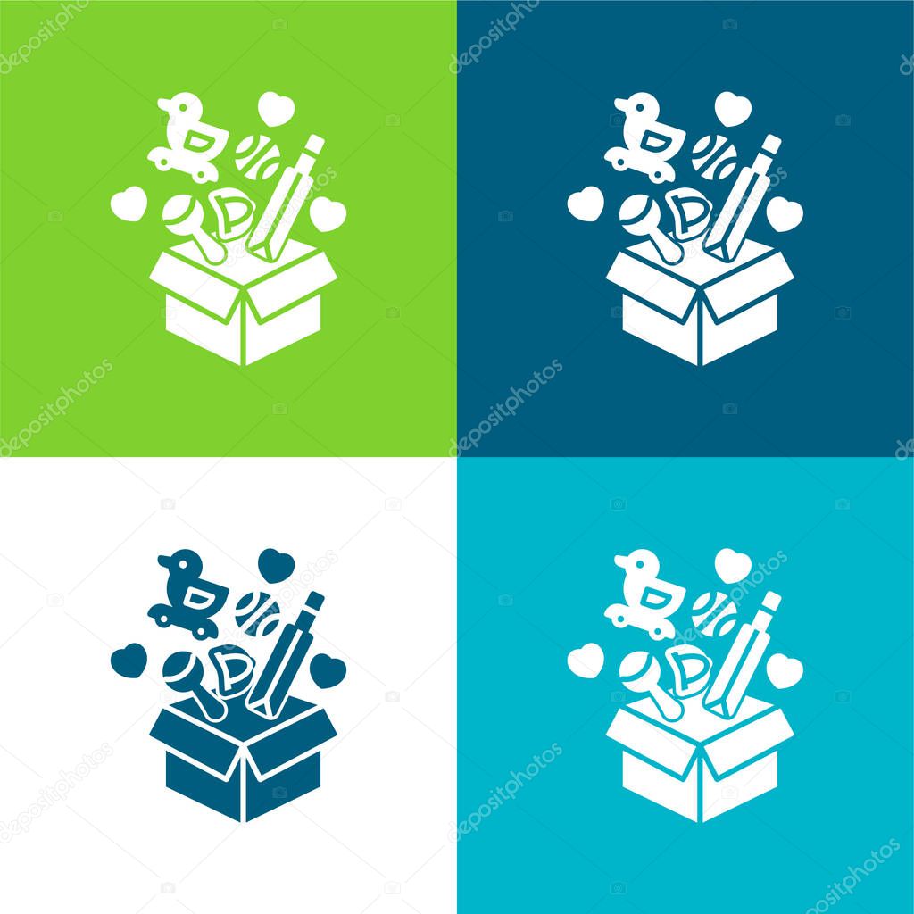 Box Flat four color minimal icon set