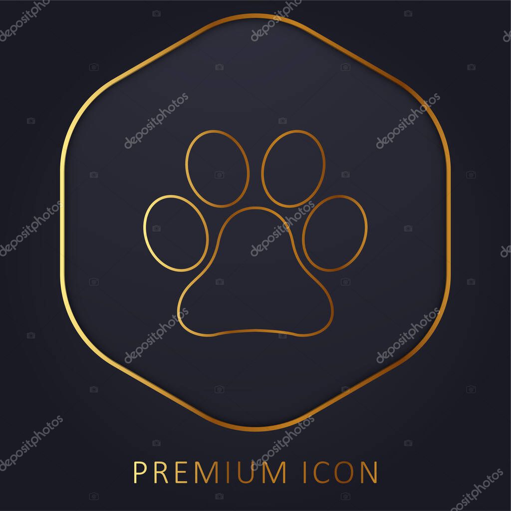 Animal Paw Print golden line premium logo or icon