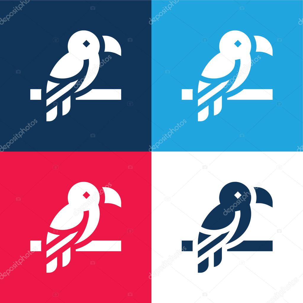 Bird blue and red four color minimal icon set