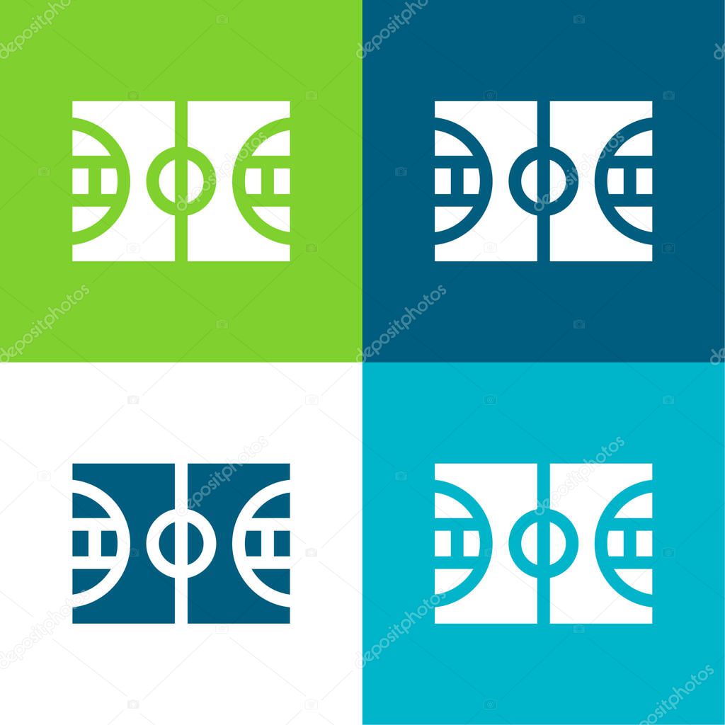 Basketball Flat four color minimal icon set