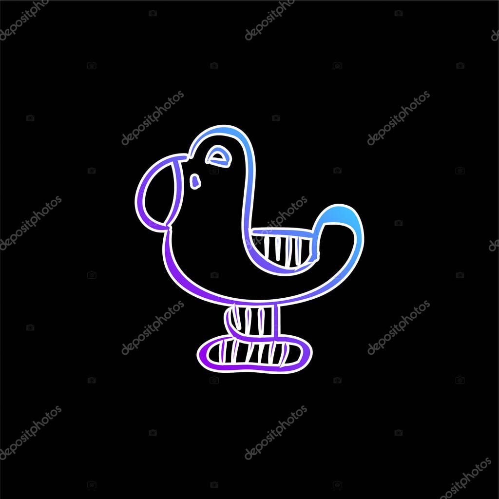 Bird Hand Drawn Toy Animal blue gradient vector icon