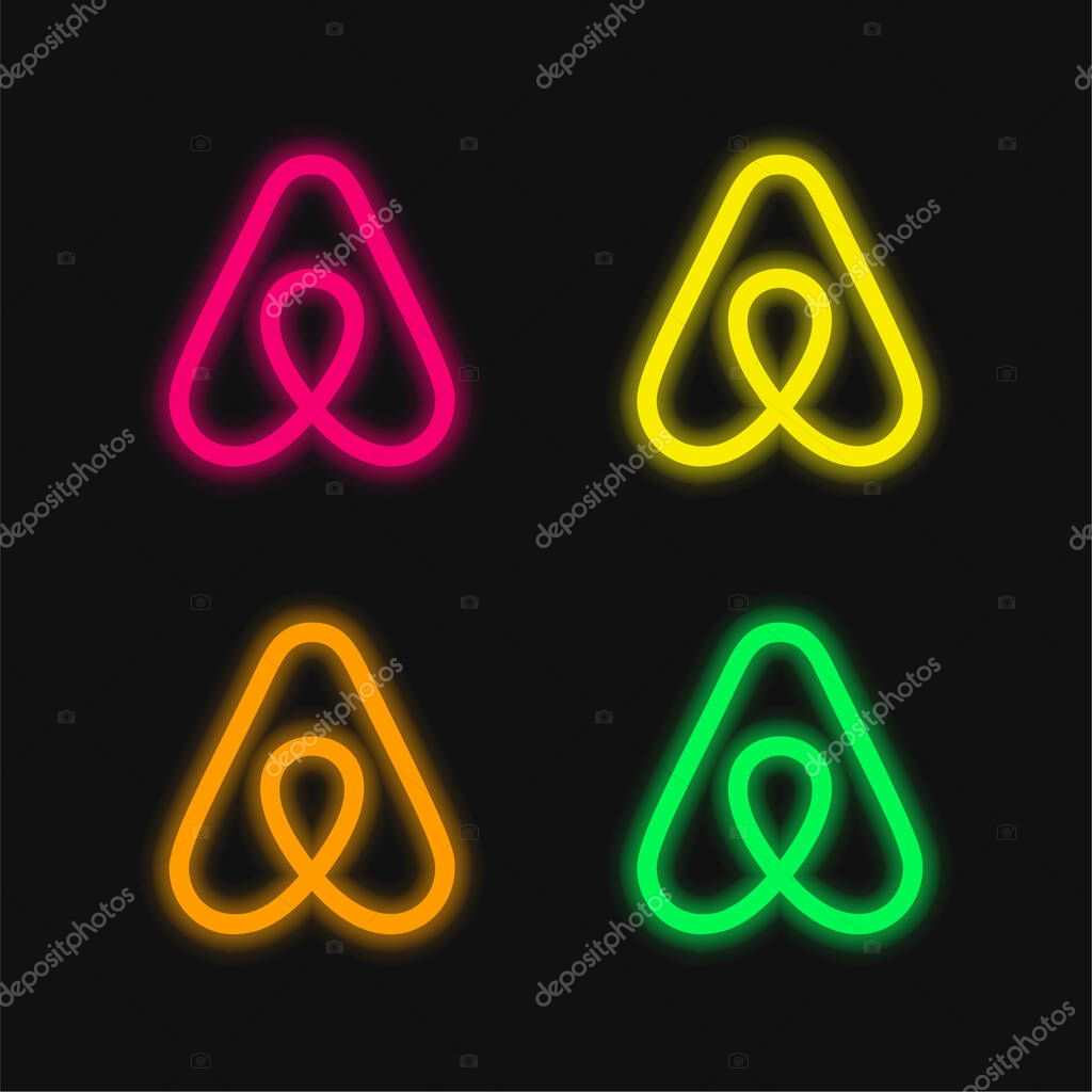 Airbnb four color glowing neon vector icon