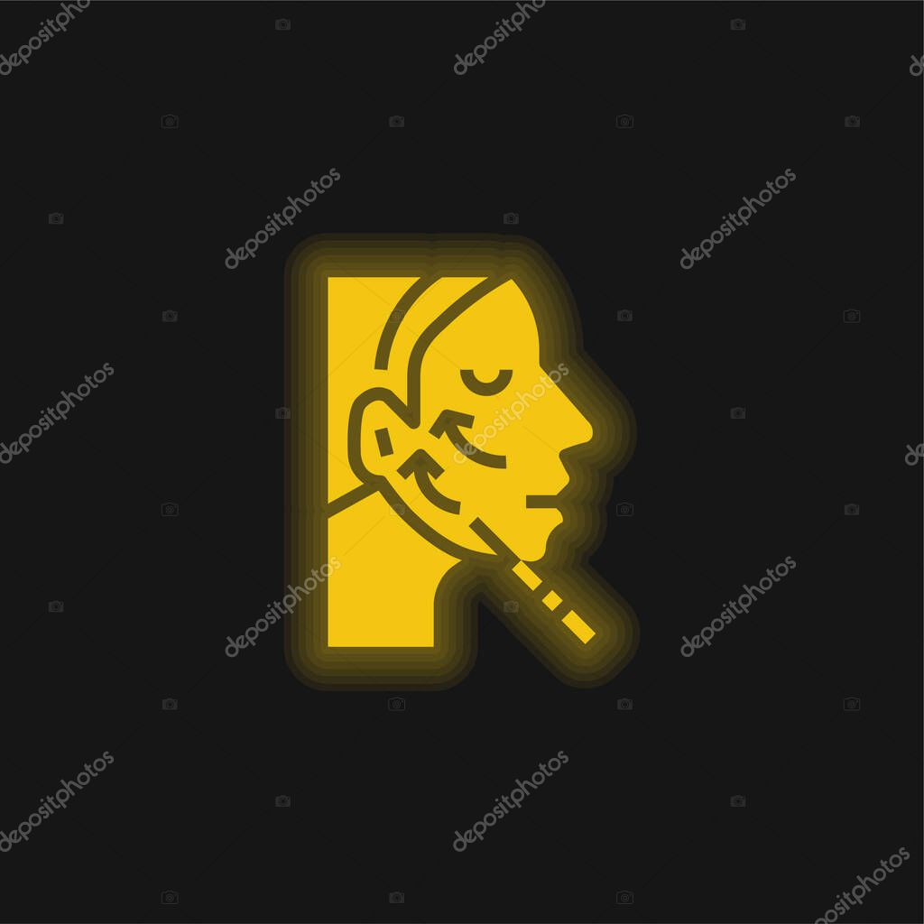 Botox yellow glowing neon icon