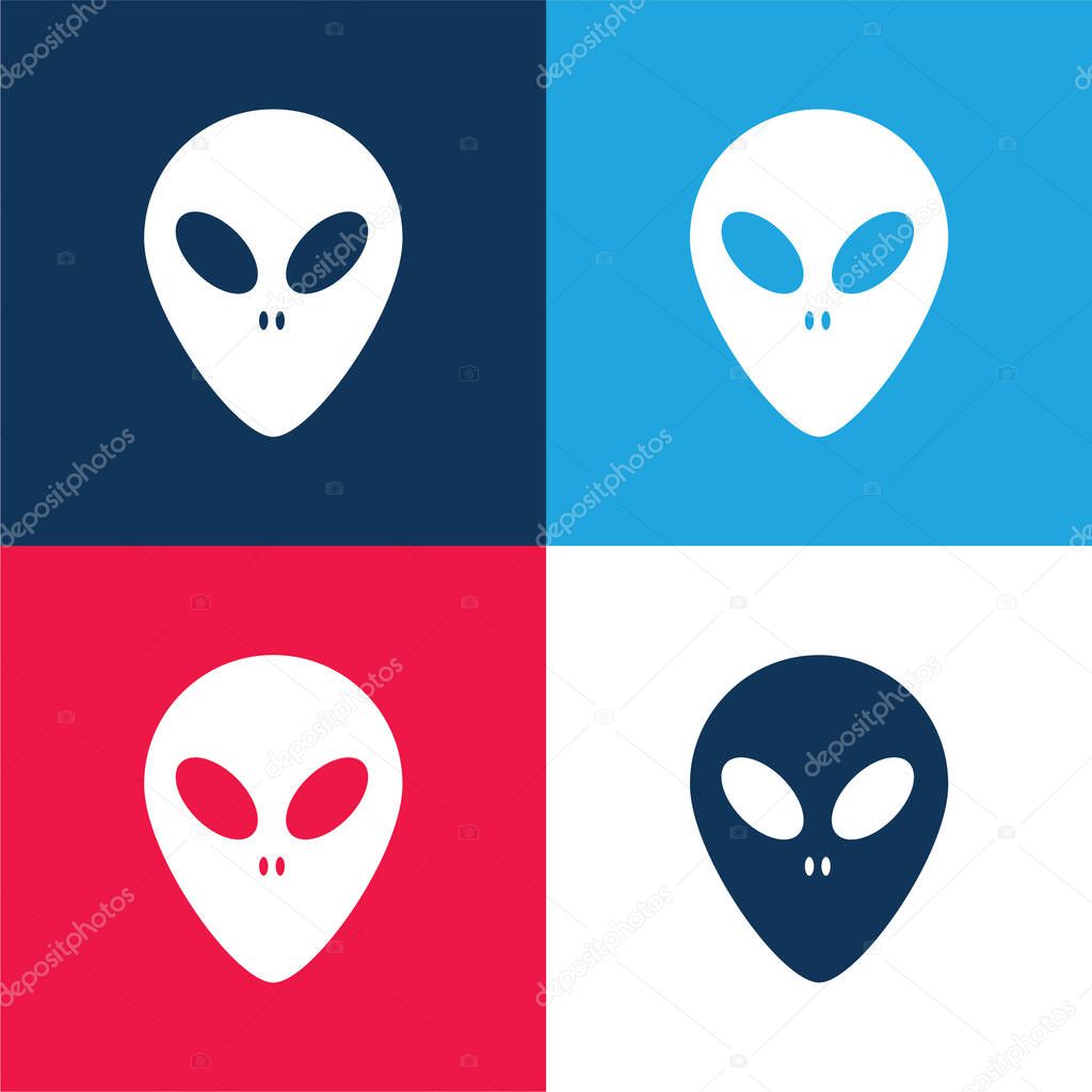 Alien Face blue and red four color minimal icon set