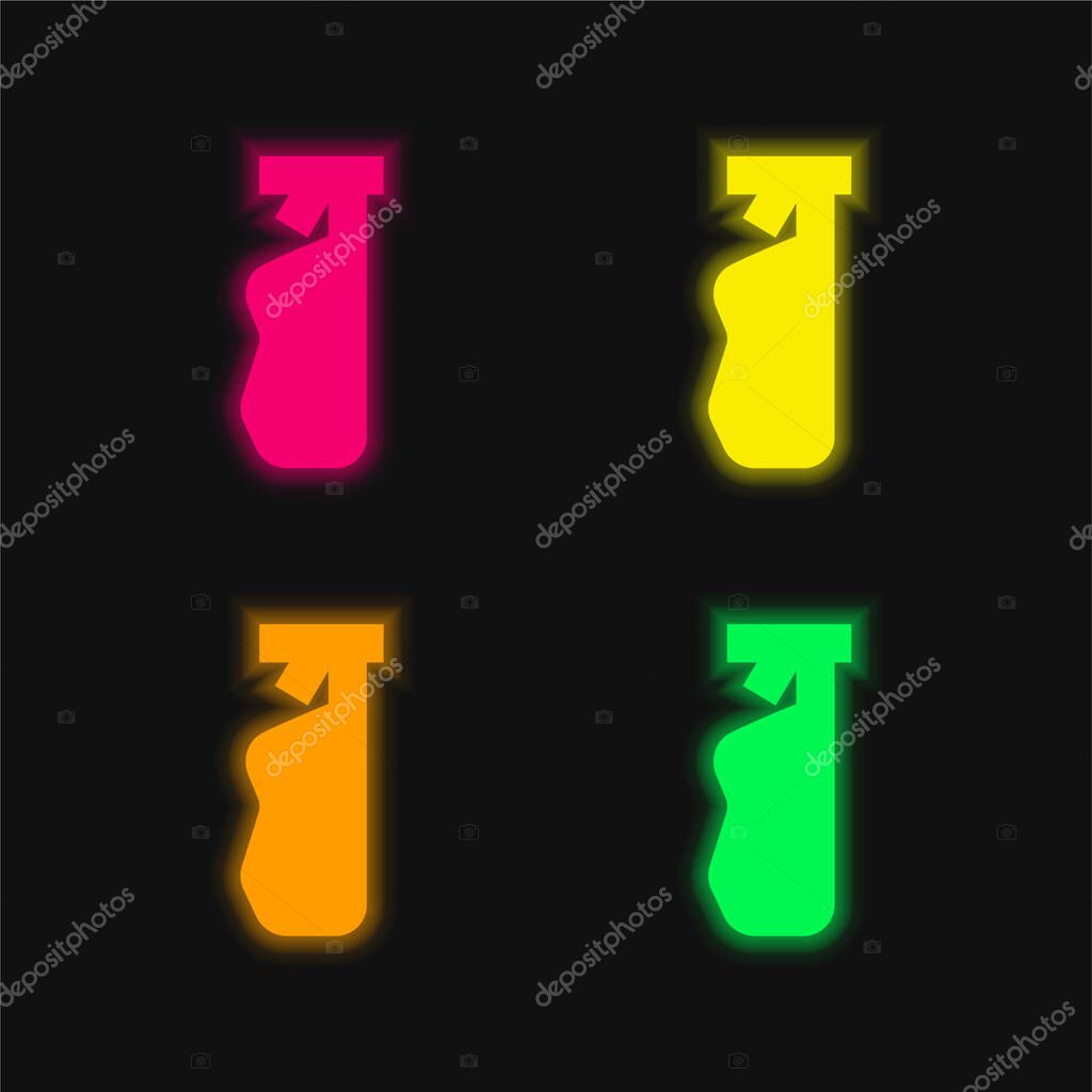 Bottle four color glowing neon vector icon
