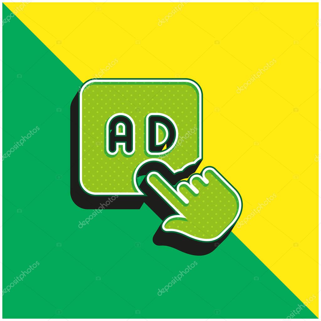Ads Green and yellow modern 3d vector icon logo