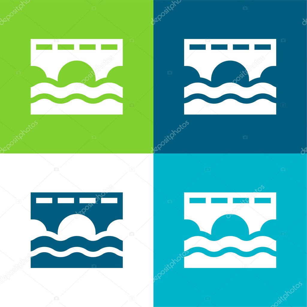 Bridge Flat four color minimal icon set