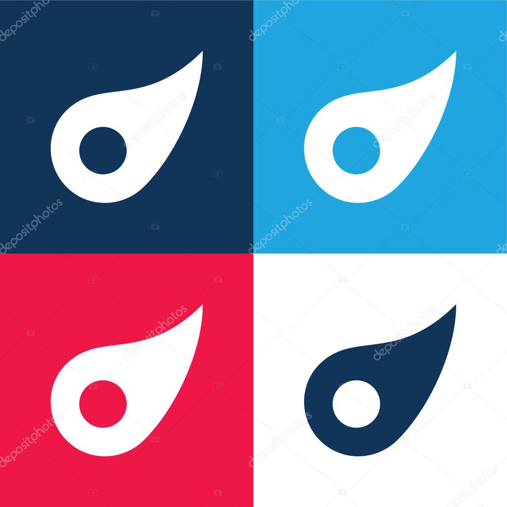 Asteroid blue and red four color minimal icon set