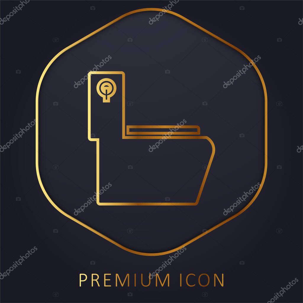 Bathroom golden line premium logo or icon