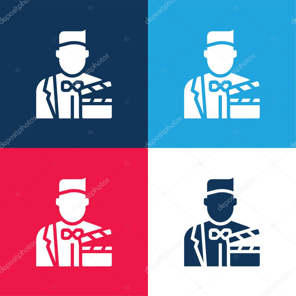 Actor blue and red four color minimal icon set