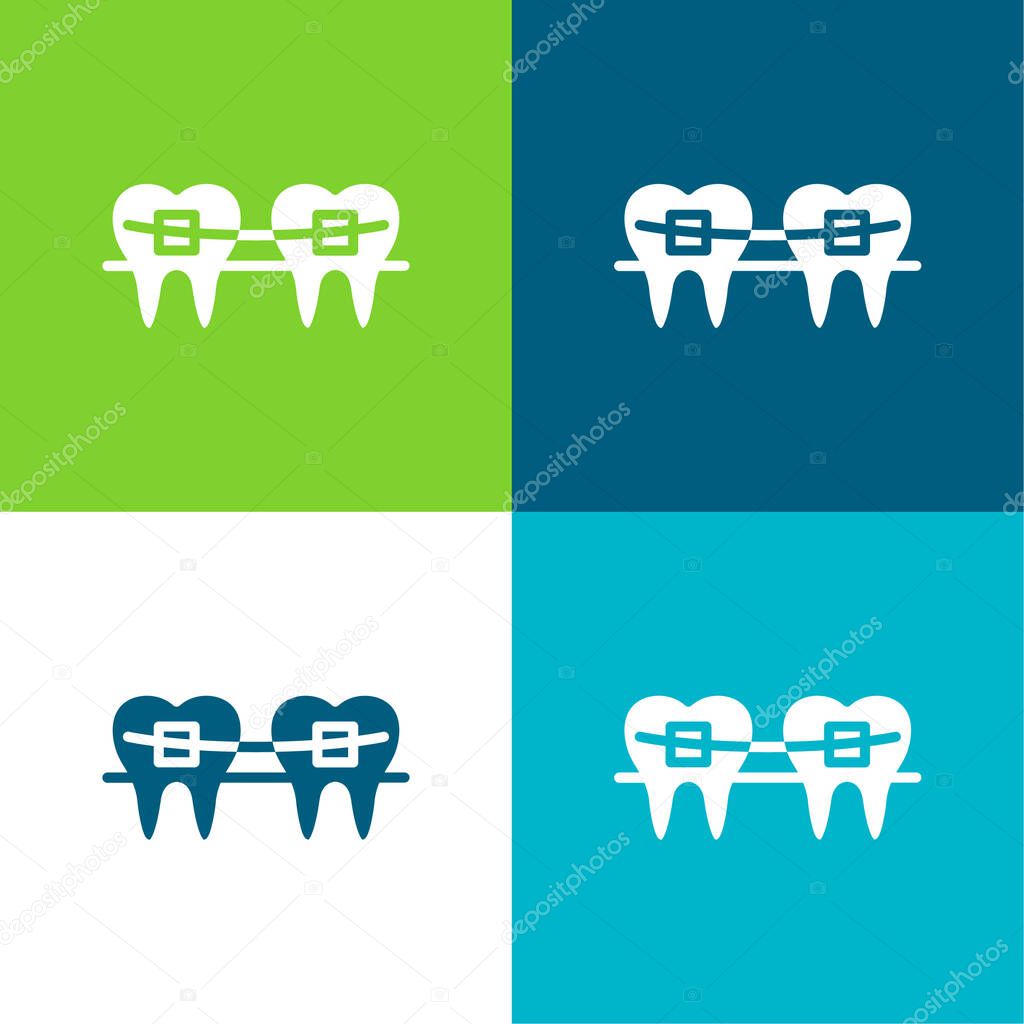 Braces Flat four color minimal icon set
