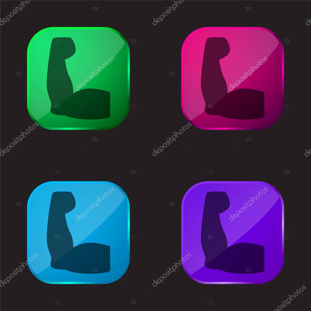 Biceps four color glass button icon