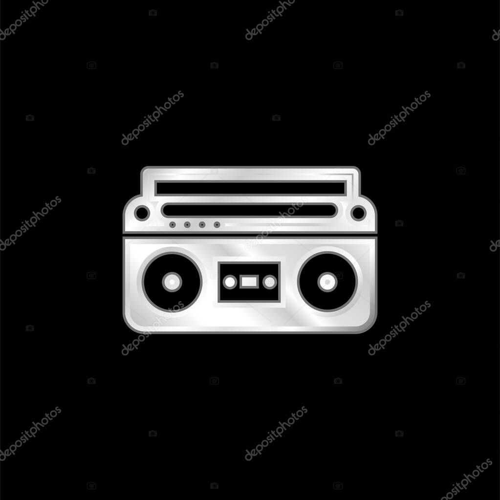 Boom Box With Controls And Settings silver plated metallic icon