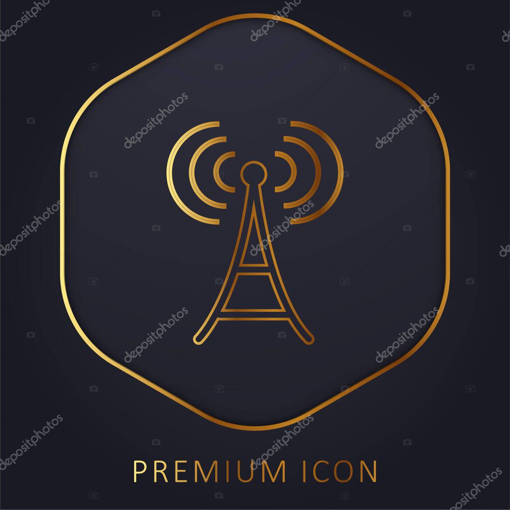 Antenna golden line premium logo or icon