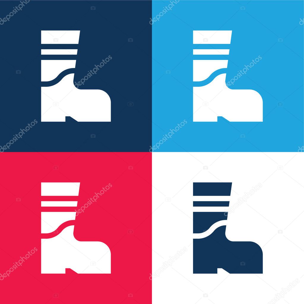 Boots blue and red four color minimal icon set