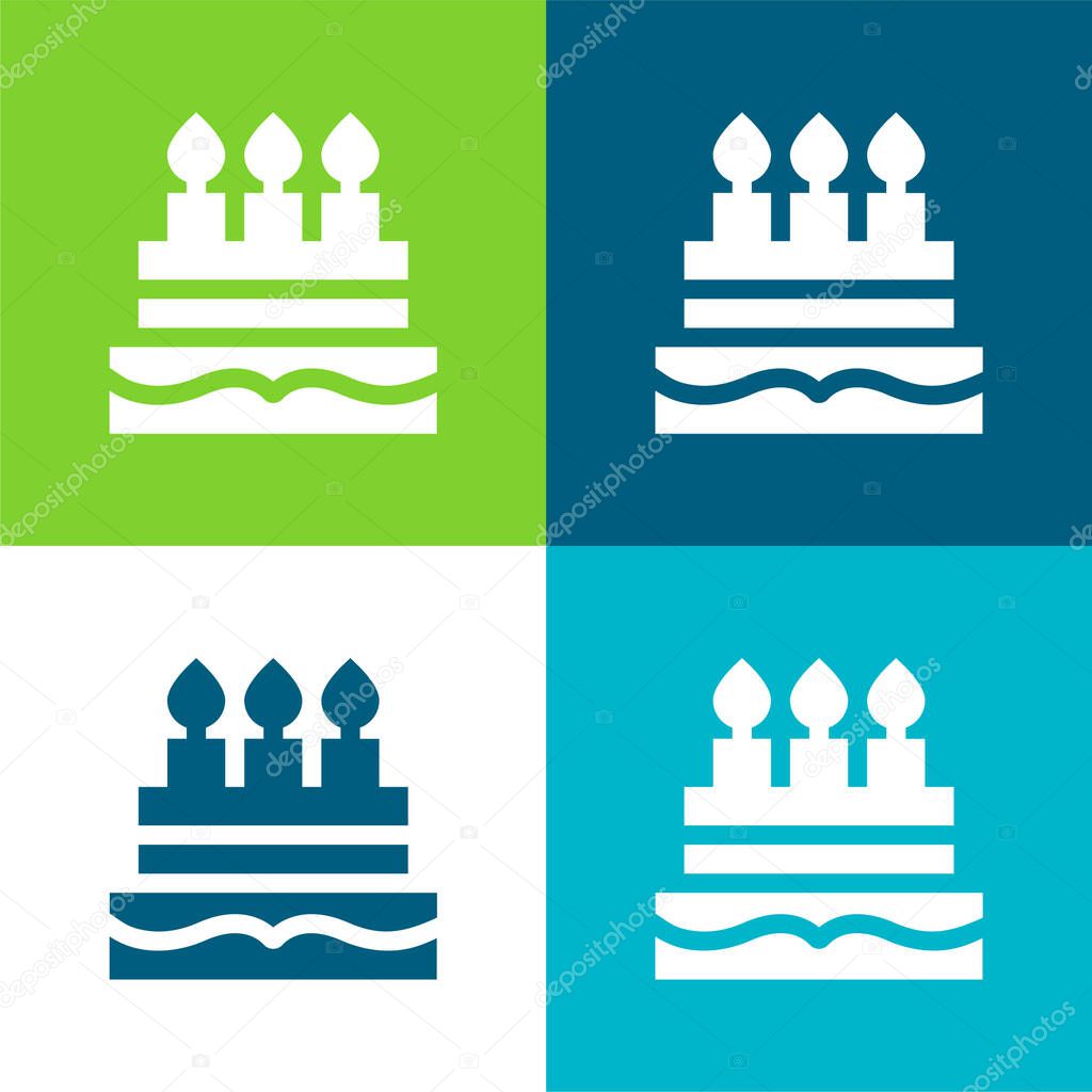 Birthday Cake Flat four color minimal icon set