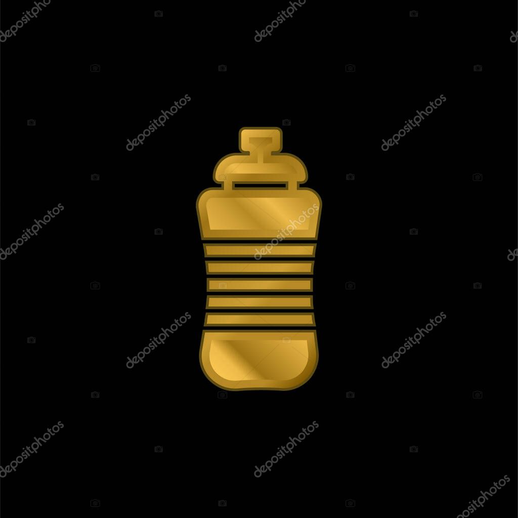 Bottle gold plated metalic icon or logo vector