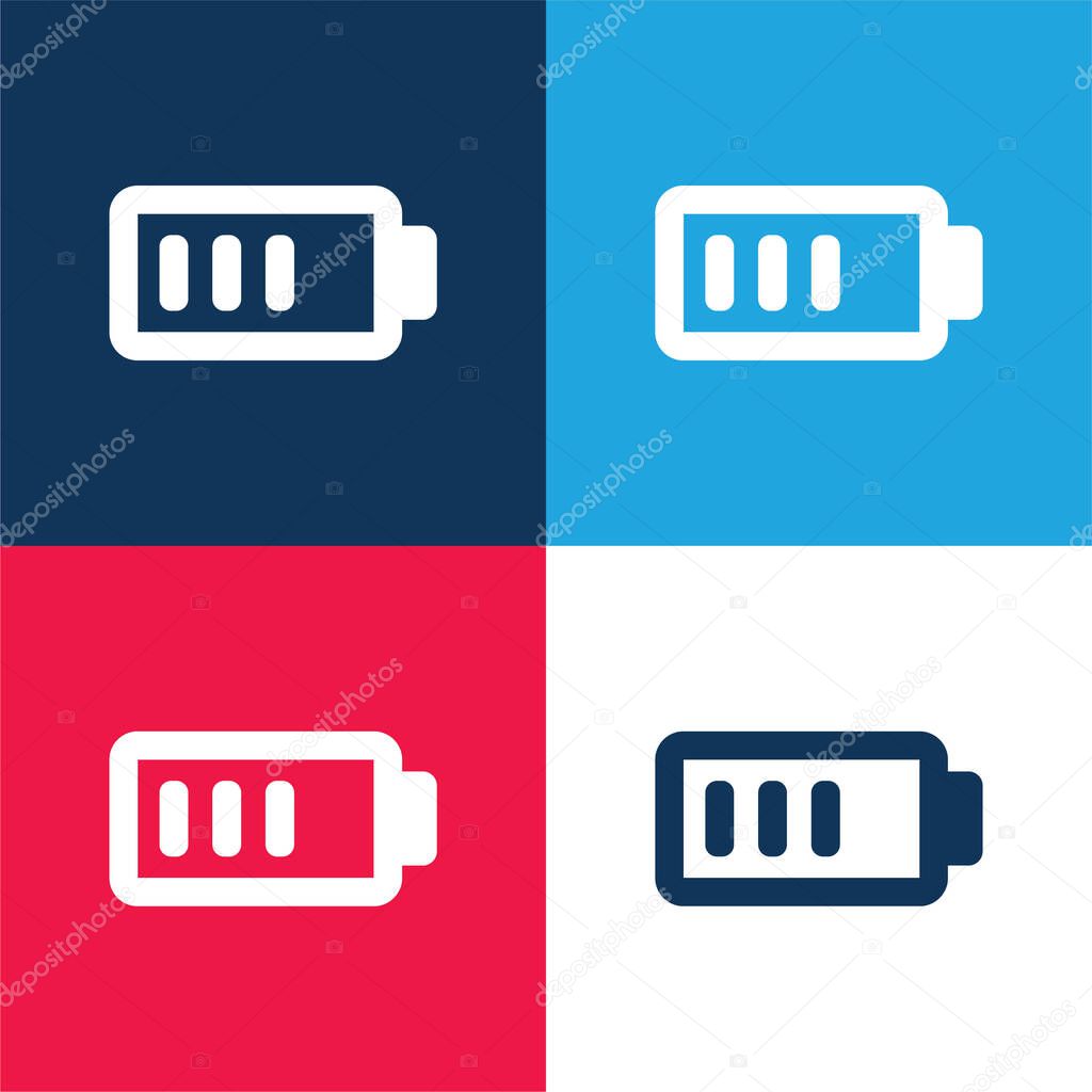 Battery Charge Almost Full blue and red four color minimal icon set