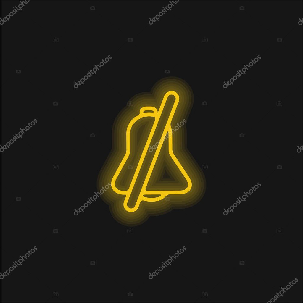 Bell With A Slash yellow glowing neon icon
