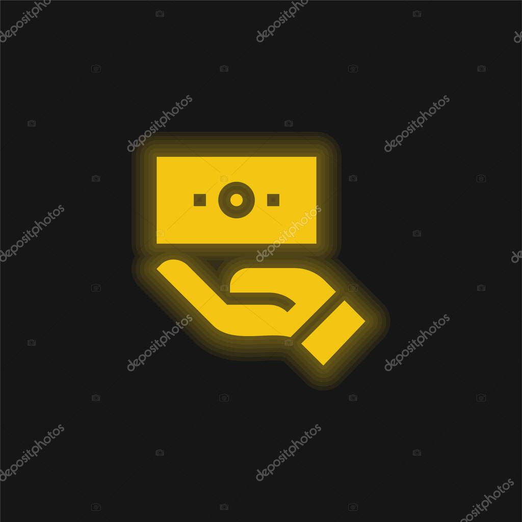 Bill yellow glowing neon icon