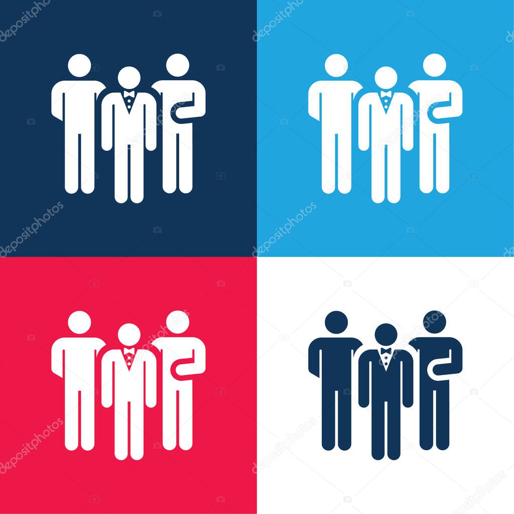 Bodyguard blue and red four color minimal icon set