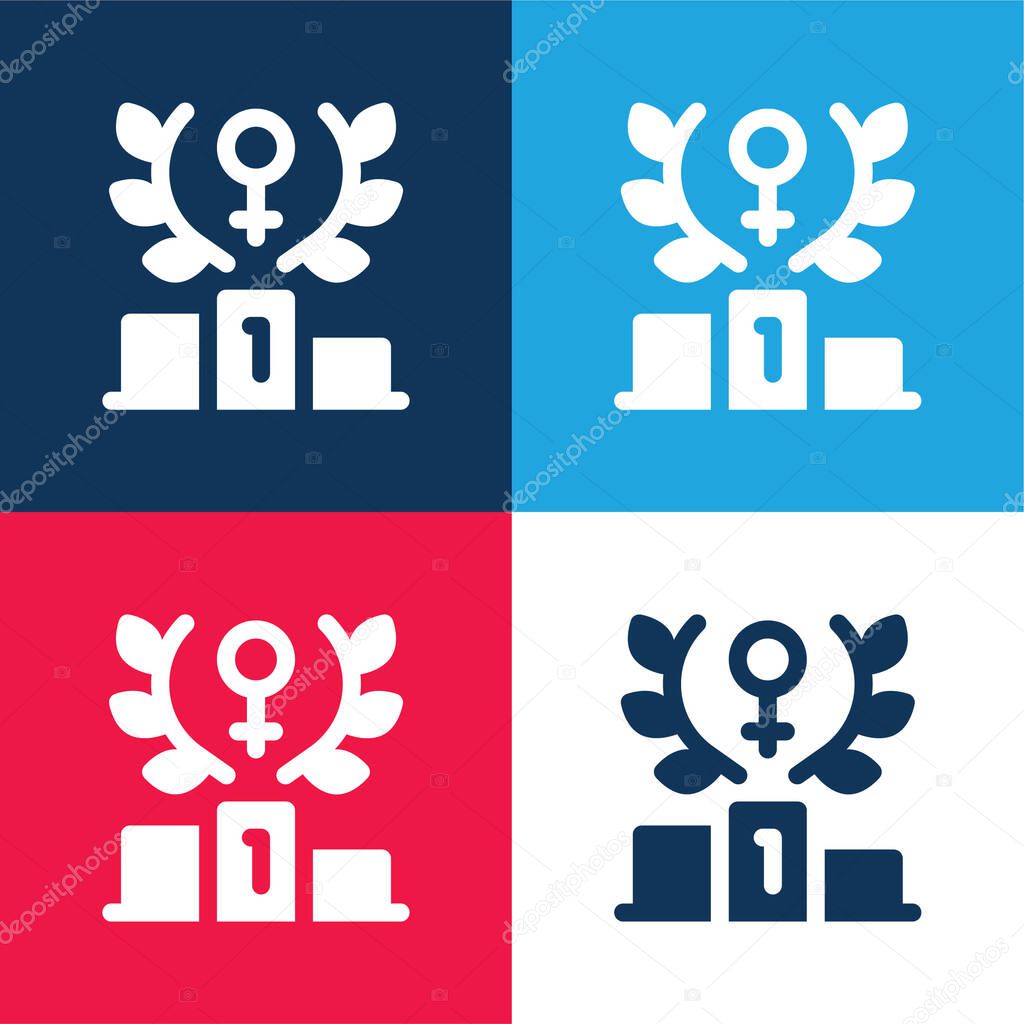 Achievement blue and red four color minimal icon set