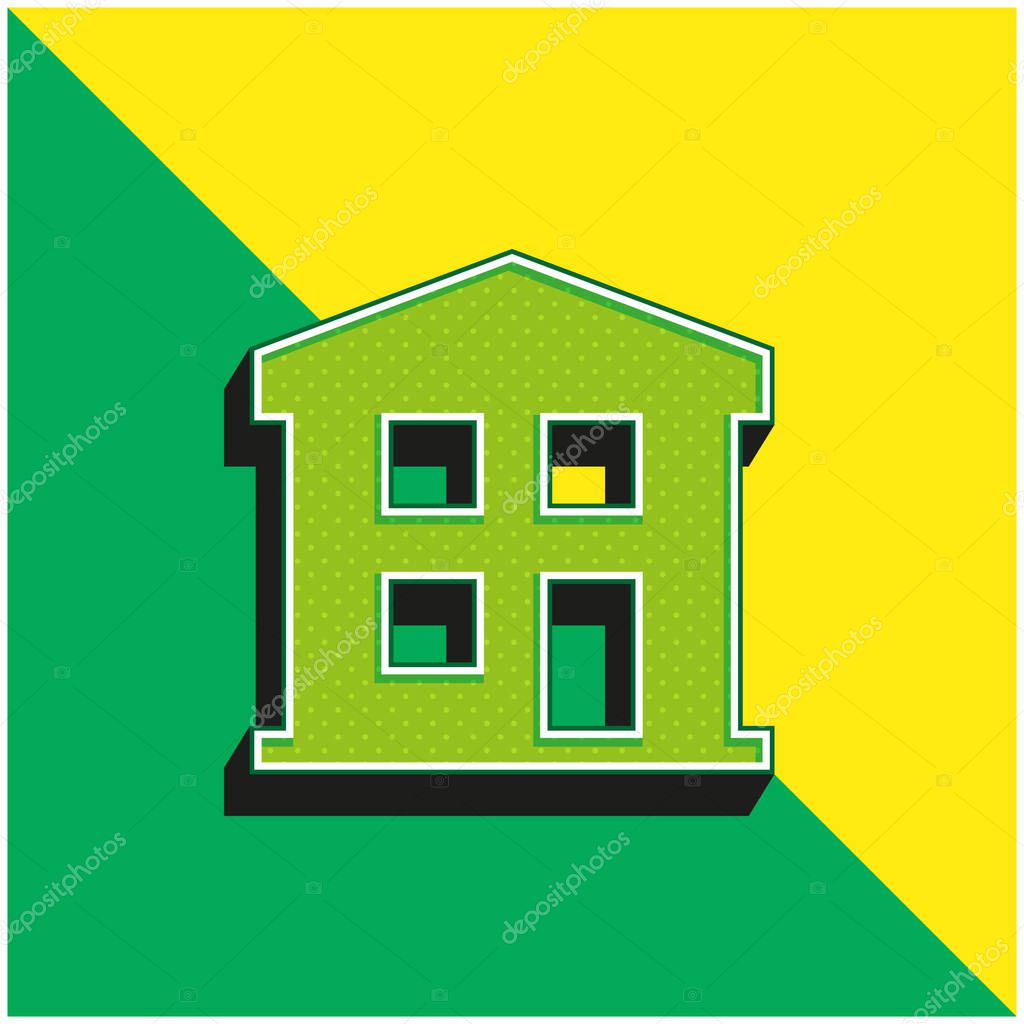 Apartment Green and yellow modern 3d vector icon logo