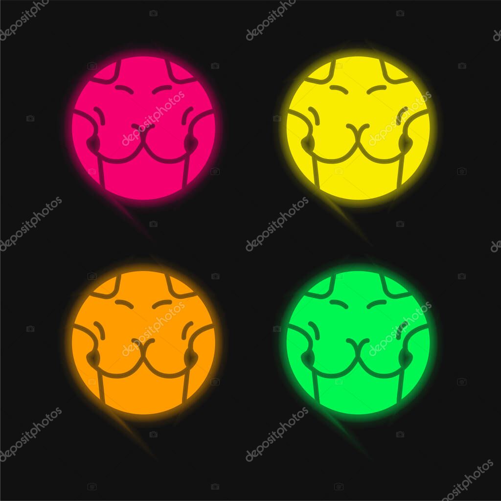 Breast four color glowing neon vector icon