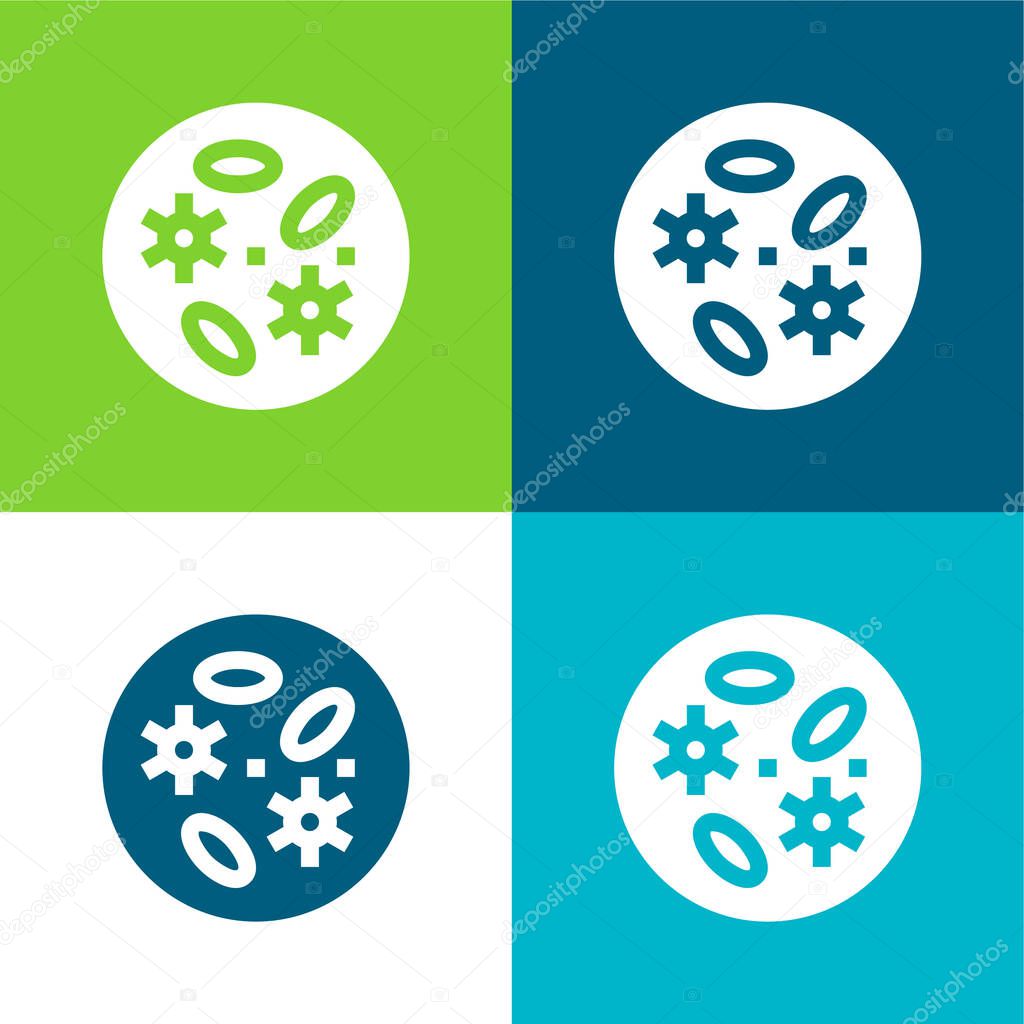 Bacteria Flat four color minimal icon set