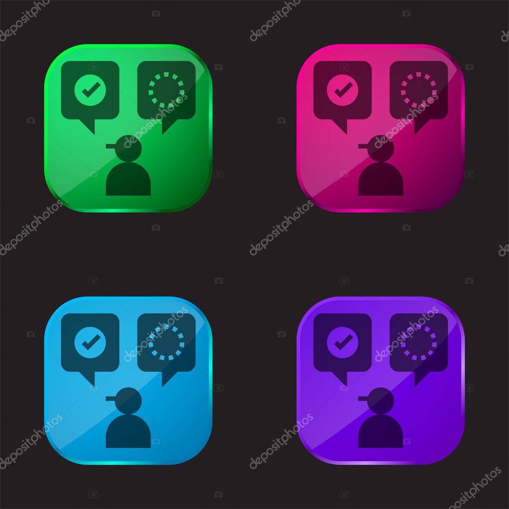 Accept four color glass button icon