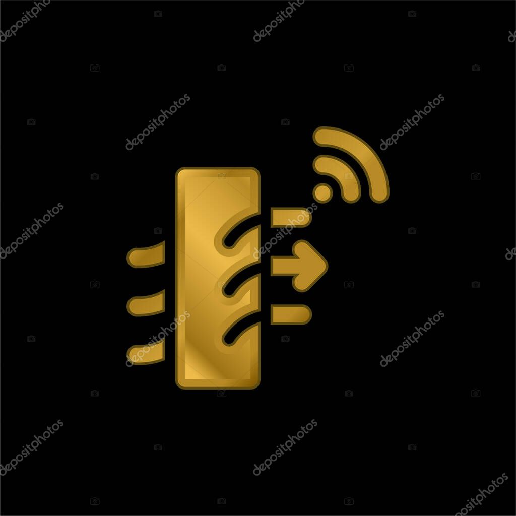 Air Purifier gold plated metalic icon or logo vector
