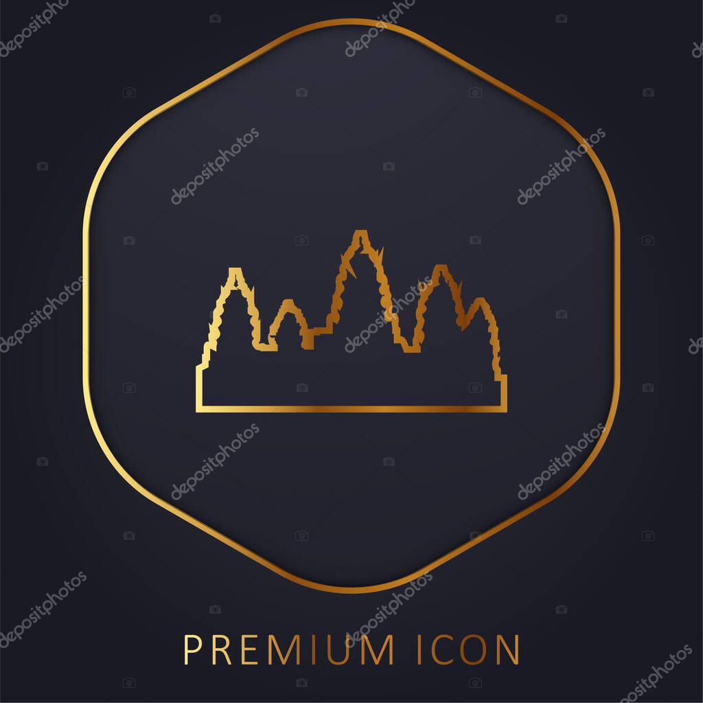 Angkor Wat golden line premium logo or icon