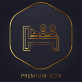 Bed For Two Persons arany vonal prémium logó vagy ikon