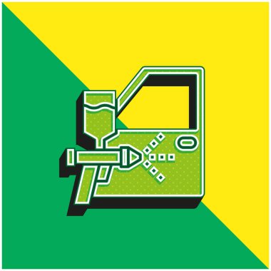 Hava Fırçası Yeşil ve Sarı Modern 3D vektör simgesi logosu