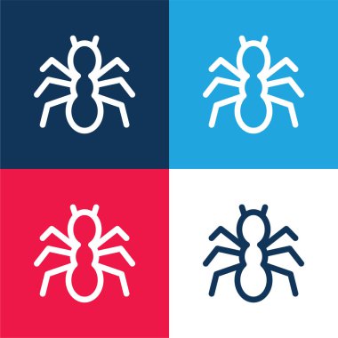 Karınca Silueti mavi ve kırmızı En az dört renk simgesi