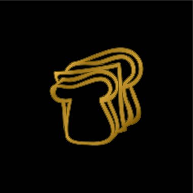 Ekmek El Dilimler altın kaplama metalik simge veya logo vektörü