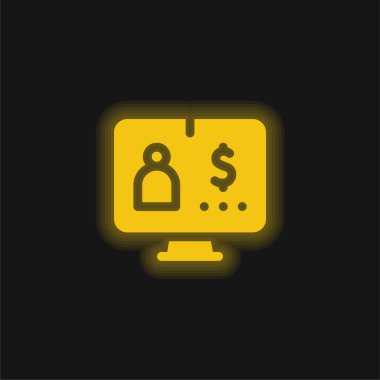 Bank Account yellow glowing neon icon clipart